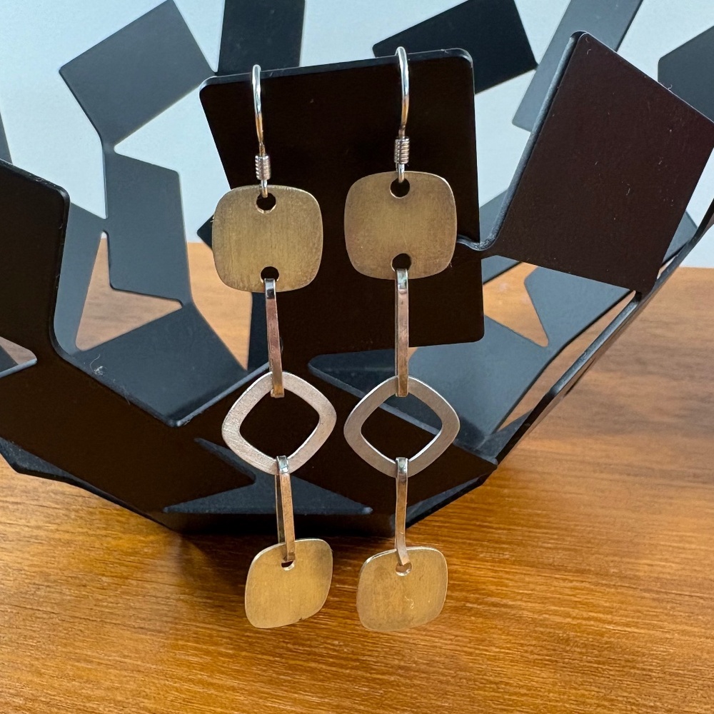 New Vintage Long Mixed Metal Earrings